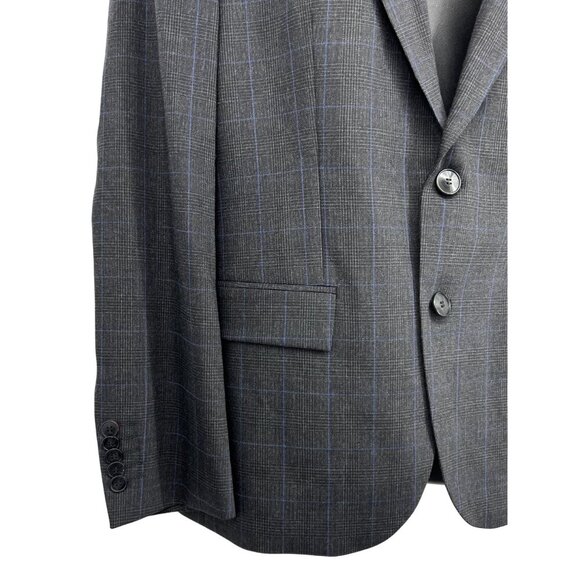 Hugo Mens Gray Checkered Two-Button Blazer Size 38 S 38S Lined Work Pockets New - Picture 4 of 11